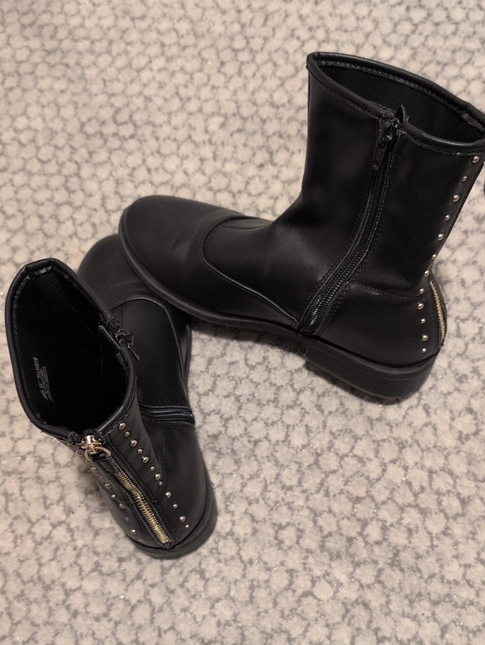 Kids Black Zip-Up Ankle Boots